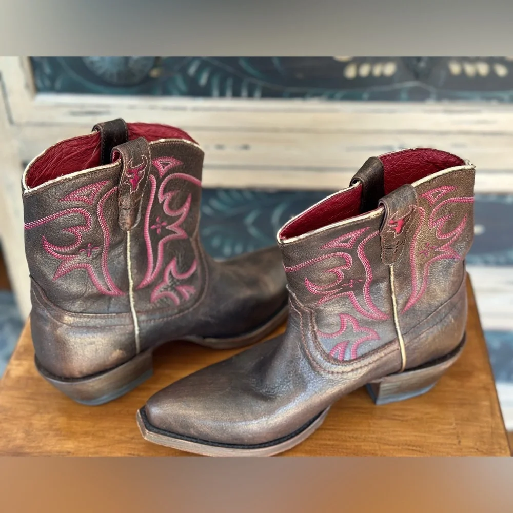 Trask Brown and Pink Ankle Boots FINAL PRICE CUT - Picture 1 of 10